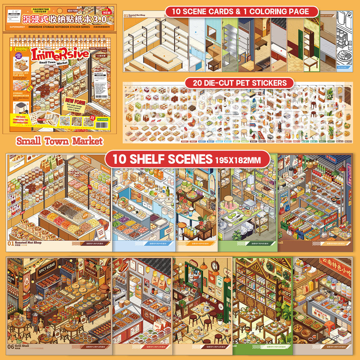 DIY miniature Scene Sticker SIMNO SIMNO Collection Book Vol.3 Vol. 4 Small City Market - M 3