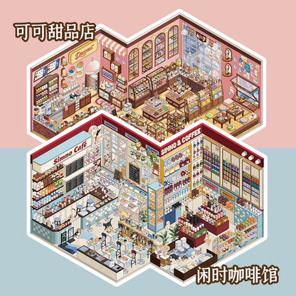 DIY miniature Scene Sticker SIMNO Shop Series Vol. 6 Cocoa Dessert Shop Leisure Café Cocoa Dessert Shop Leisure Café - L 1