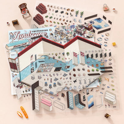 DIY miniature Scene Sticker SIMNO Shop Series Vol. 6 Cocoa Dessert Shop Leisure Café Cocoa Dessert Shop Leisure Café - L 9