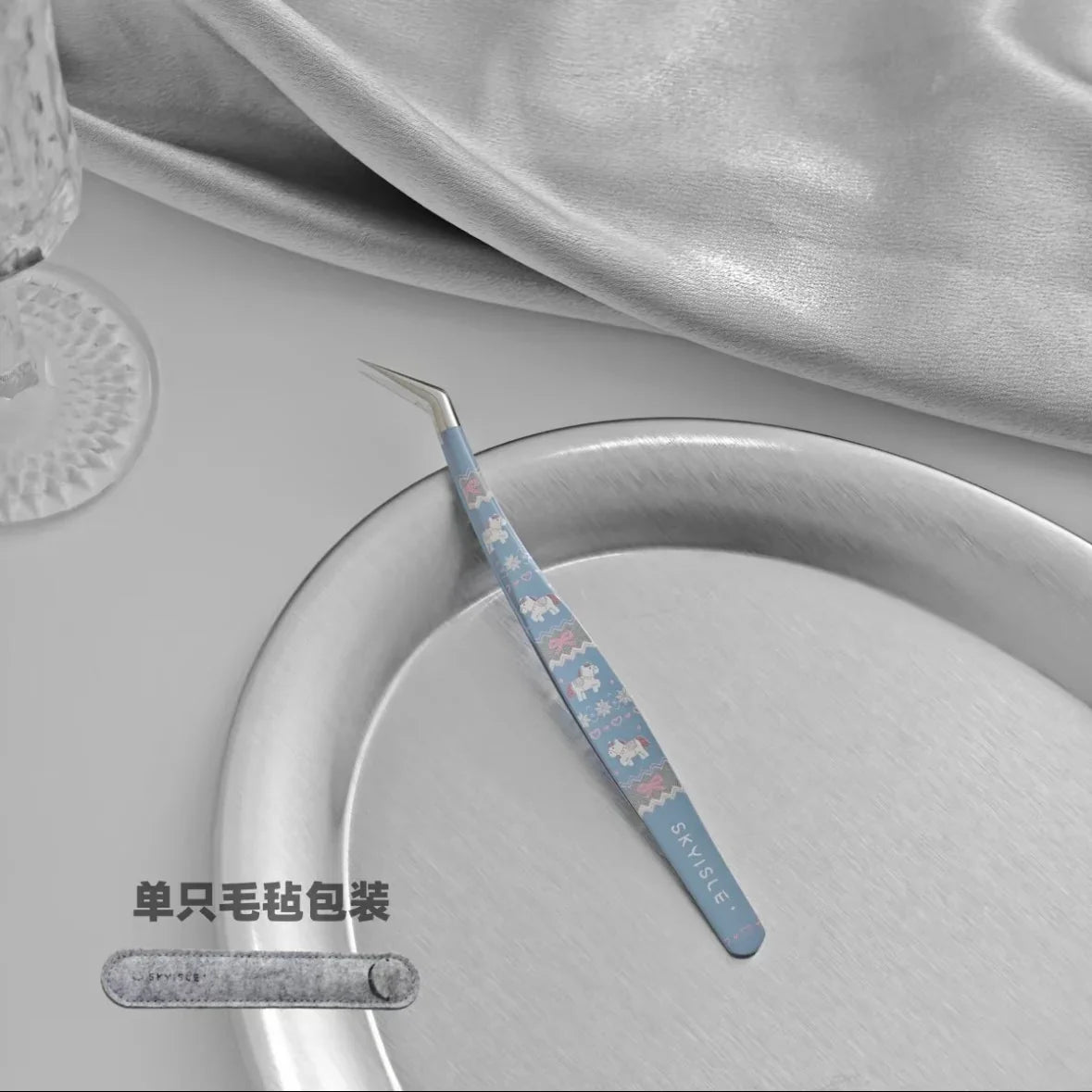 DIY mininature Scene Sticker Tweezers SKYISLE Cute Horse Tweezers Long Angled Precision Curved Tip 2