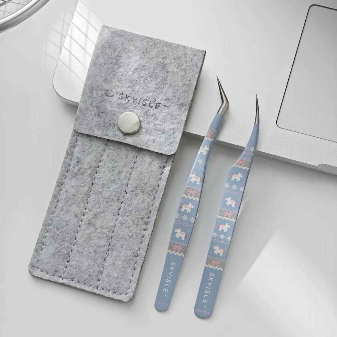 DIY mininature Scene Sticker Tweezers SKYISLE Cute Horse Tweezers Long Angled Precision Curved Tip 1