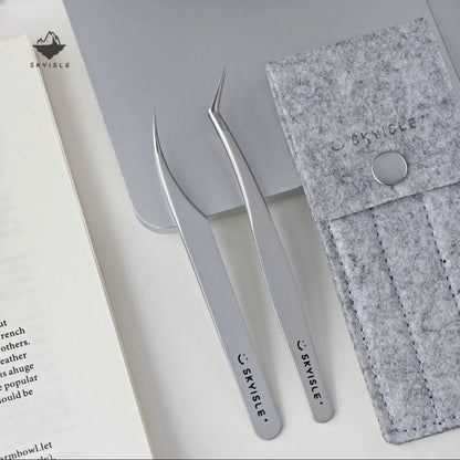 SKYISLE Minimalist Silver-Gray Tweezers 2-Pack Set