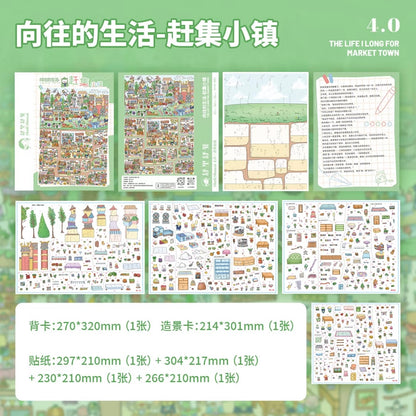 DIY miniature Scene Sticker Shuli Shuwai Shuli Shuwai Vol. 4 Market Town Orange Sunset Narrative - XL 2