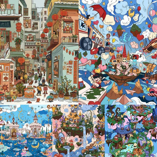 DIY mininature Scene Sticker SANMIAO Vol. 3 Dreamland for Kids Realm of Little Dreams Stardust Falling on Shoal Daylit Wonderland Nocturnal Realm - XL 1