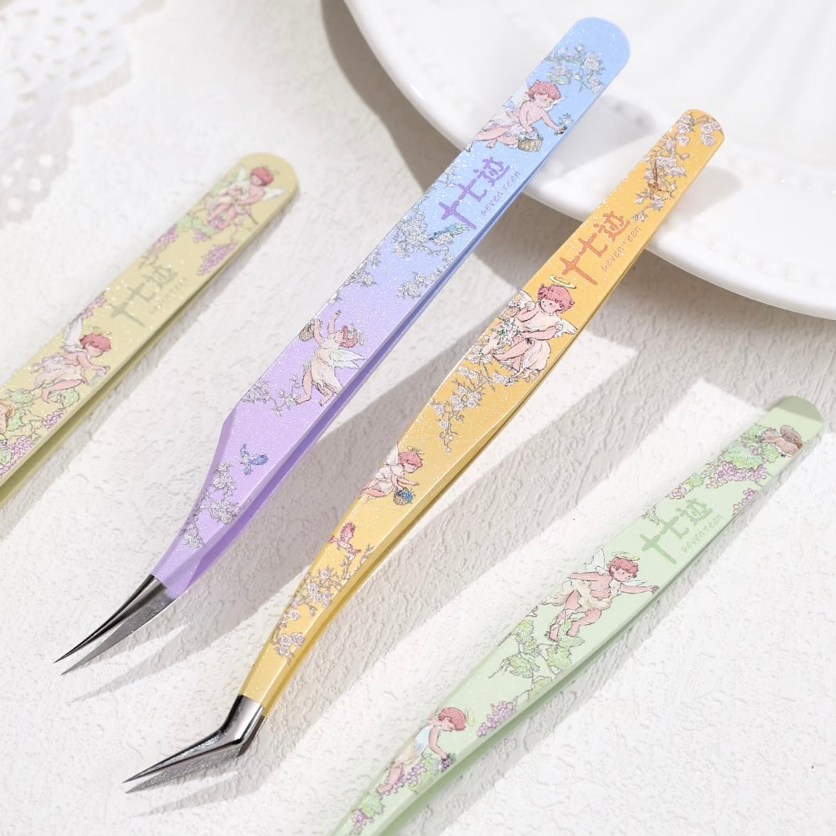 DIY miniature Scene Sticker Seventeen Desert Grandma Collaboration Tweezers Angel - Dreamy - Dolphin Tweezers Angel - Floral Letter - Dolphin Tweezers Angel - Sunward - Golden Feather Tweezers Angel - First Bloom - Golden Feather Tweezers - S 7