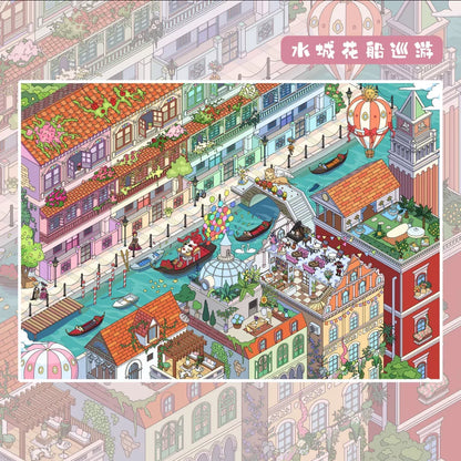 Vol. 6 Fishermen’s Song at Dusk by the River Skyborne Peach Blossom Paradise Water City Flower Boat Parade Sweet Dream Train Market - L
