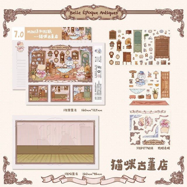 DIY mininature Scene Sticker SHINING STAR Vol. 7 Meow  Cats Life Cat Magic House Cat Antique Shop Cat Tailor Shop Cat Sunroom - M 2