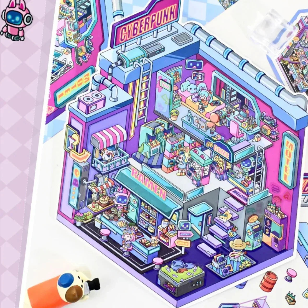 DIY mininature Scene Sticker senyou Large Vol. 7 Neon Punk Halloween Hotel - M 3