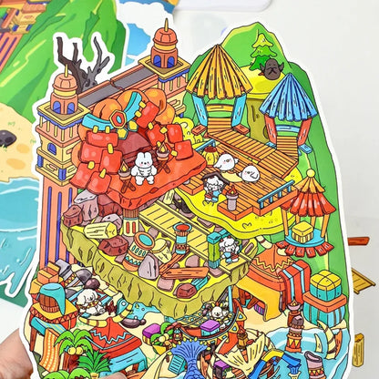 DIY mininature Scene Sticker senyou Large Vol. 9 Game Series Curly Puppy Pipe Adventure Wilderness Challenge - L 4