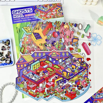 DIY mininature Scene Sticker senyou Large Vol. 10 Game Series Haunted Mansion Water Gun Battle - L 3
