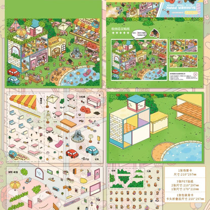 DIY mininature Scene Sticker senyou Large Vol. 15 Summer Park Series Lamb Xiaoxiao Park Panda Summer Park - L 3