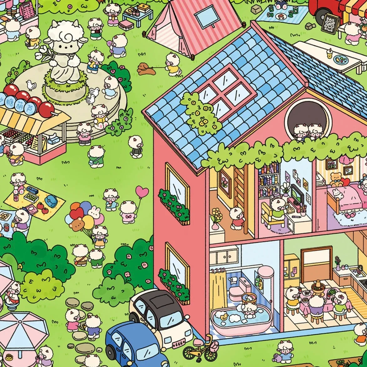 DIY mininature Scene Sticker senyou Large Vol. 15 Summer Park Series Lamb Xiaoxiao Park Panda Summer Park - L 5