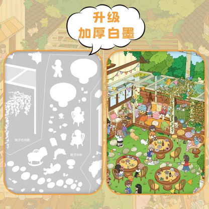 DIY mininature Scene Sticker senyou Large Vol. 37 Lively Gathering Under the Trees Courtyard Gathering Time - L 4