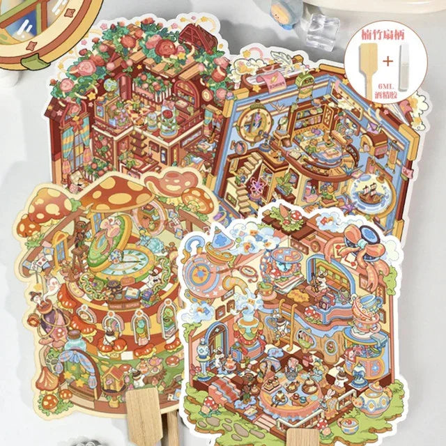 DIY mininature Scene Sticker senyou Fan Scene Vol. 1 Alice’s Tea Party Time Mushroom House The Geographer Rose Garden - M 1