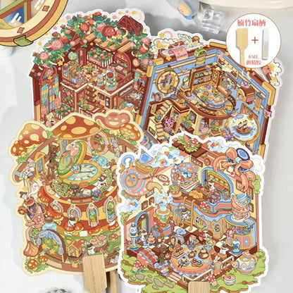DIY mininature Scene Sticker senyou Fan Scene Vol. 1 Alice’s Tea Party Time Mushroom House The Geographer Rose Garden - M 1