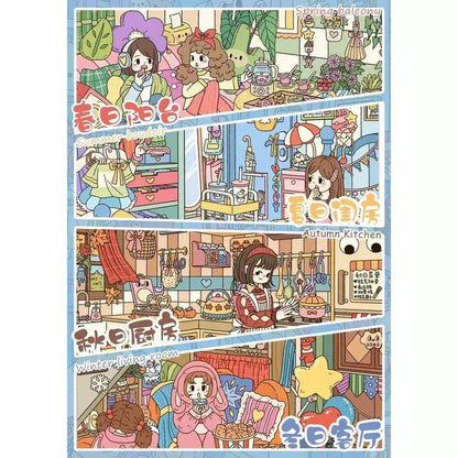 DIY mininature Scene Sticker SenYuSenXiang Vol. 10 Spring Balcony Summer Bedroom Autumn Kitchen Winter Living Room Rooftop Oxygen Bar Prosperity Tea Restaurant - M 2