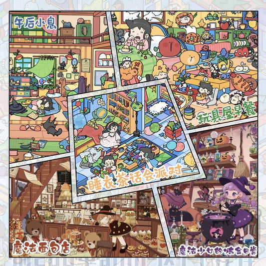 DIY mininature Scene Sticker SenYuSenXiang Vol. 14 Magic Bakery Toy House Breakfast Pajama Tea Party Afternoon Break Magical Girl Alchemy Daily Life - L 1