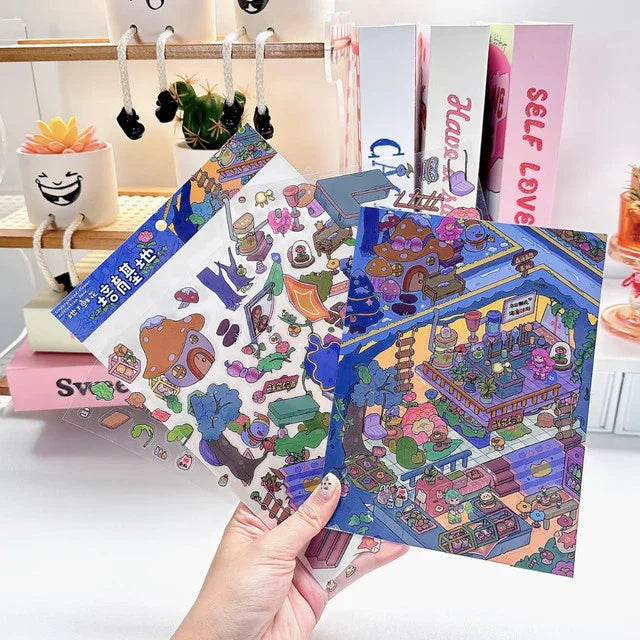 DIY mininature Scene Sticker SenYuSenXiang Vol. 2 Underground Flower Cultivation Base Space Farm Destiny Courtyard Reborn as the Empress in the Palace Rooftop Fortune Telling Stand - M 2