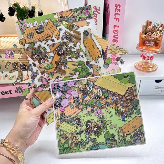 DIY mininature Scene Sticker SenYuSenXiang Vol. 2 Underground Flower Cultivation Base Space Farm Destiny Courtyard Reborn as the Empress in the Palace Rooftop Fortune Telling Stand - M 4