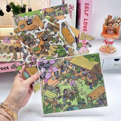 DIY mininature Scene Sticker SenYuSenXiang Vol. 2 Underground Flower Cultivation Base Space Farm Destiny Courtyard Reborn as the Empress in the Palace Rooftop Fortune Telling Stand - M 4