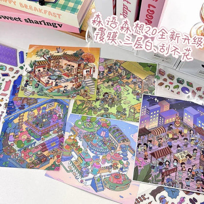 DIY mininature Scene Sticker SenYuSenXiang Vol. 2 Underground Flower Cultivation Base Space Farm Destiny Courtyard Reborn as the Empress in the Palace Rooftop Fortune Telling Stand - M 5