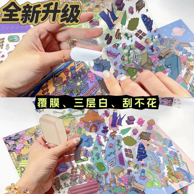 DIY mininature Scene Sticker SenYuSenXiang Vol. 2 Underground Flower Cultivation Base Space Farm Destiny Courtyard Reborn as the Empress in the Palace Rooftop Fortune Telling Stand - M 6