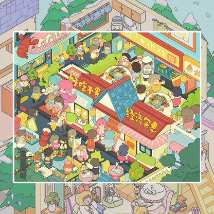 DIY mininature Scene Sticker SenYuSenXiang Vol. 3 Sunny Beach Winter Cabin Night Market Food Stalls Solo American Villa Living - M 7