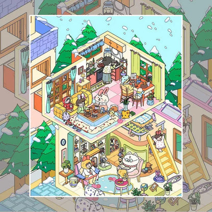 DIY mininature Scene Sticker SenYuSenXiang Vol. 3 Sunny Beach Winter Cabin Night Market Food Stalls Solo American Villa Living - M 8