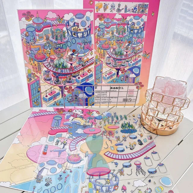 DIY mininature Scene Sticker SenYuSenXiang Vol. 4 Outdoor Diary Future City City in the Sky - L 3