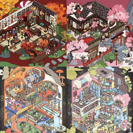 DIY mininature Scene Sticker SenYuSenXiang Vol. 6 Maple Leaf Tales Sakura Fox Legends Sports Center Pet Variety Store - M 1