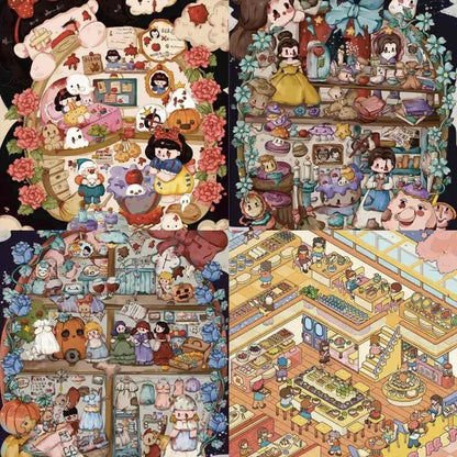 DIY mininature Scene Sticker SenYuSenXiang Vol. 8 Cinderella’s Invitation Belle’s Daily Life Snow White’s Revenge Buffet Restaurant - M 1