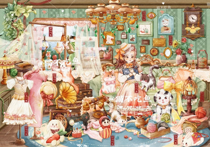 DIY miniature Scene Sticker SHI ZI SHI ZI Vol. 16 Meow Family Farm Monster Travel Agency Republic of China Martial Arts Hall Peace Hotel Tailor Shop - L 5