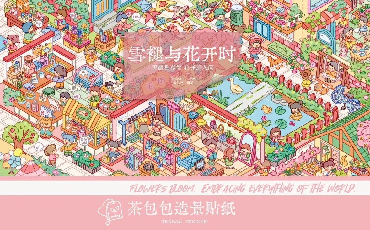 DIY mininature Scene Sticker TeaBag Vol. 25 When Snow Melts and Flowers Bloom - XL 1