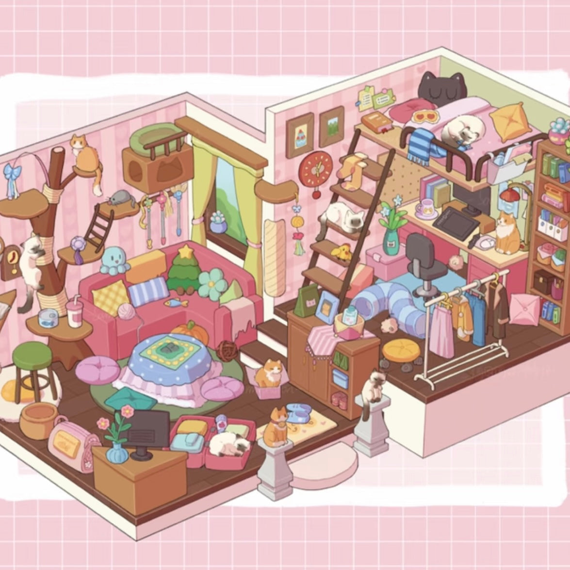 DIY miniature Scene Sticker TieBuWan Vol. 5 Everything in the Town American Barbecue Cat House Town Bakery Wisteria Cottage - L 2