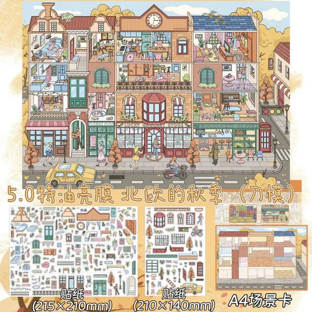 Vol. 5 Grid First Snow Day Afternoon Fairy Tale House Nordic Autumn - L