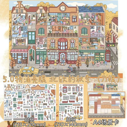 Vol. 5 Grid First Snow Day Afternoon Fairy Tale House Nordic Autumn - L