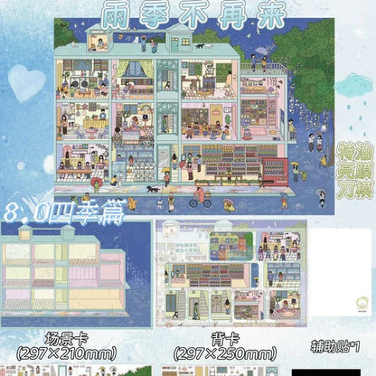 DIY mininature Scene Sticker Taro Cream Box Vol. 8 Happy Little New Year The Rainy Season Won’t Come Again Autumn by the Sea About Winter - L 3