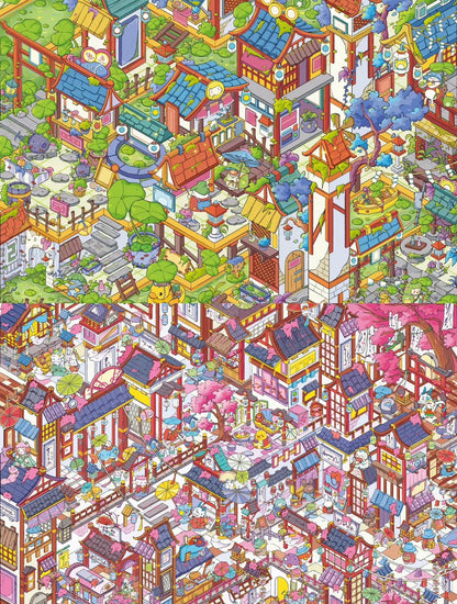 DIY mininature Scene Sticker Taro Cream Box Vol. 9 The Final Chapter of Sakura Land Summer Songs of Pond Town Hometown Leisure Square Daily Stocking at the General Store - L 2