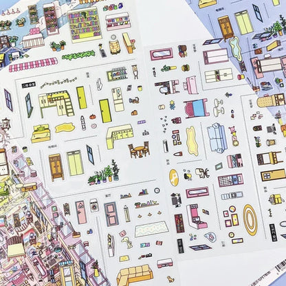 DIY mininature Scene Sticker Tiekeduoke Vol. 1 Grid House Apartment Case Files Glowing Jewelry Box - XL 2