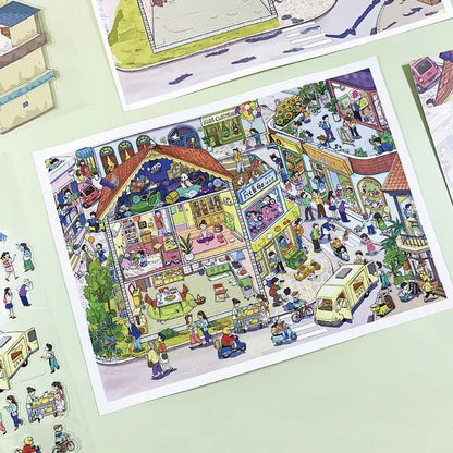 DIY mininature Scene Sticker Tiekeduoke Vol. 2 New Year Market Stories of a Small Town Morning Market Scene Sweet Dessert Shop - XL 4