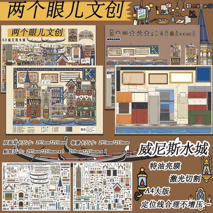 DIY mininature Scene Sticker Two Eyes Vol. 6 Venice Water City Castle Cubicle Medieval Town - L 1
