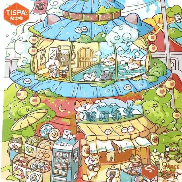 DIY mininature Scene Sticker TISPA Meow Vol. 3 Piggy Cat Street - L 3