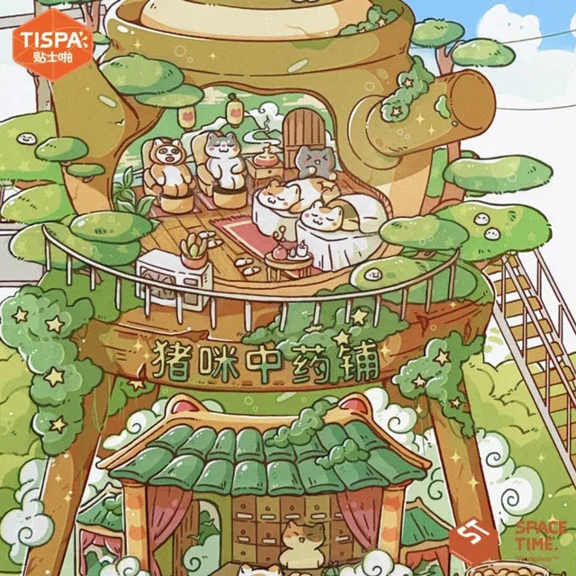 DIY mininature Scene Sticker TISPA Meow Vol. 3 Piggy Cat Street - L 4