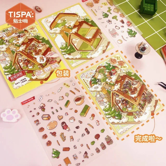 DIY mininature Scene Sticker TISPA Meow Shop Shrimp Sushi Roll Good Dog Grooming Salon Snowy Cat Café Prosperous Dumpling House - M 8