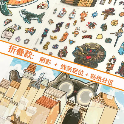 DIY mininature Scene Sticker TISPA Corner of the World vol.3 Magic Platform Attack on Cat - XL 3