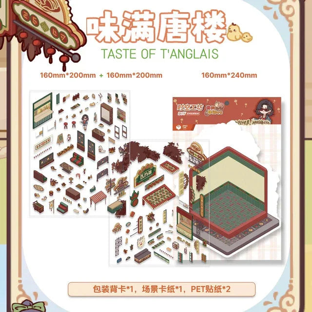 DIY mininature Scene Sticker TISPA My Leisure Time Vol. 1 Tang Mansion Feast Countryside Farmhouse Secret Archive Pavilion Autumn Breeze Hot Spring - L 2