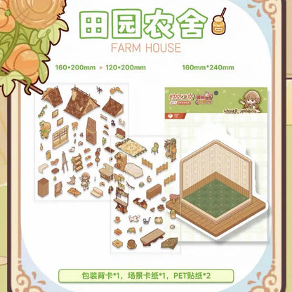DIY mininature Scene Sticker TISPA My Leisure Time Vol. 1 Tang Mansion Feast Countryside Farmhouse Secret Archive Pavilion Autumn Breeze Hot Spring - L 3