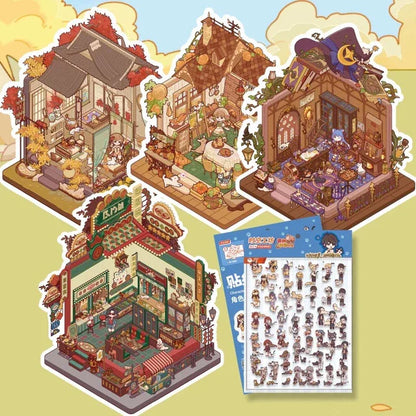 DIY mininature Scene Sticker TISPA My Leisure Time Vol. 1 Tang Mansion Feast Countryside Farmhouse Secret Archive Pavilion Autumn Breeze Hot Spring - L 7