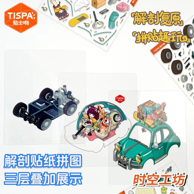 DIY mininature Scene Sticker TISPA Anatomy Restoration Vol. 3 Machine Secrets Vintage Car Refrigerator - M 3