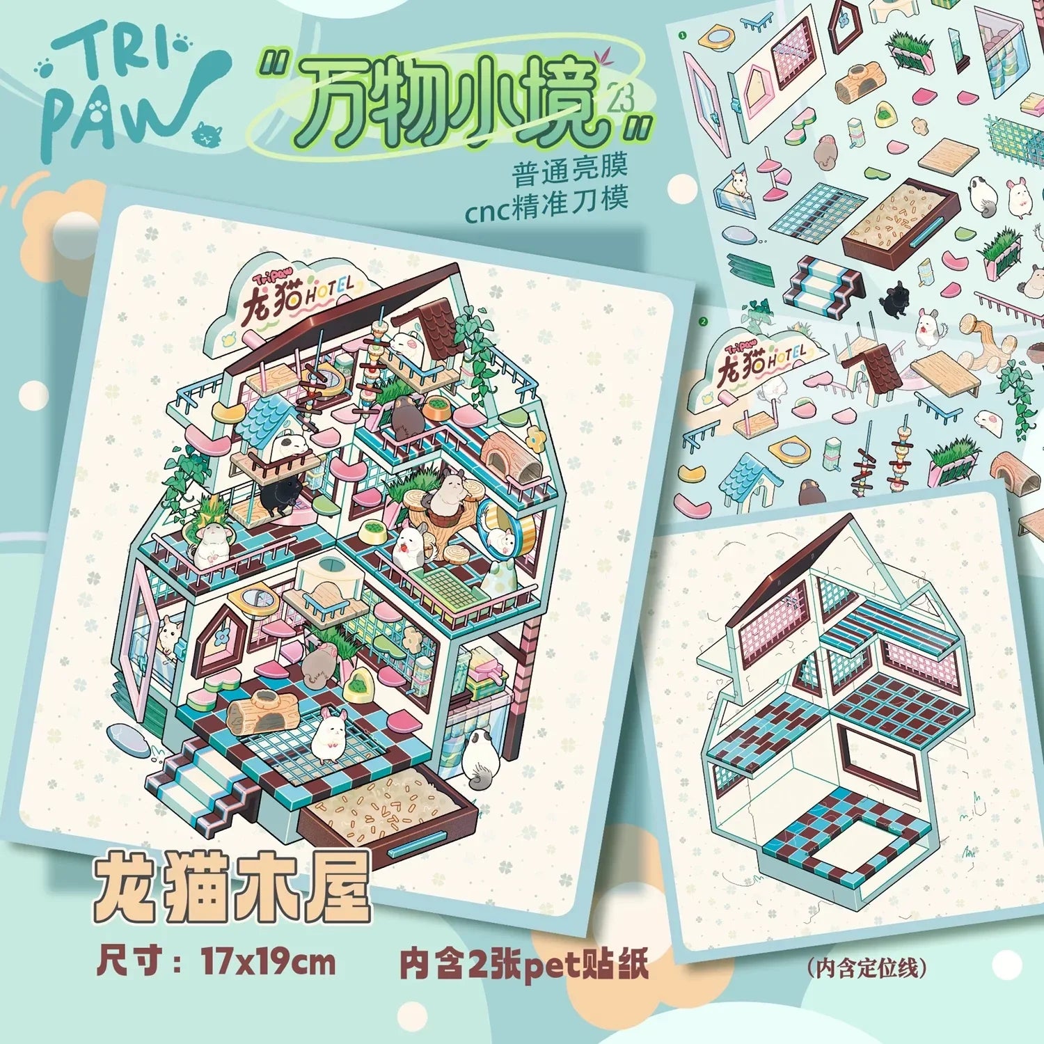 DIY mininature Scene Sticker TRIPAWS Mini Worlds Vol. 23 Xuanwu Realm + Bird Sanctuary Totoro Cabin + Guinea Pig Park Dream Threads + Ink Desk - M 6